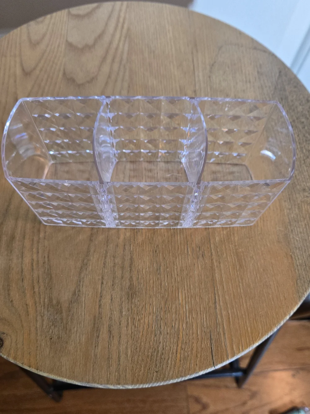 NWOT Clear Acrylic 3-Compartment Desk Organizer - Great For Brushes